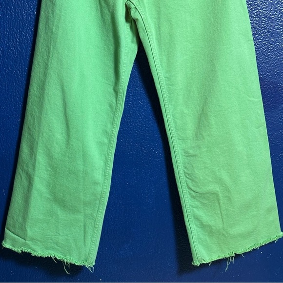 PISTOLA Penny Crop Wide Leg In Green Casual Cotton Sz 27 Pockets Travel Easycare - Picture 7 of 12